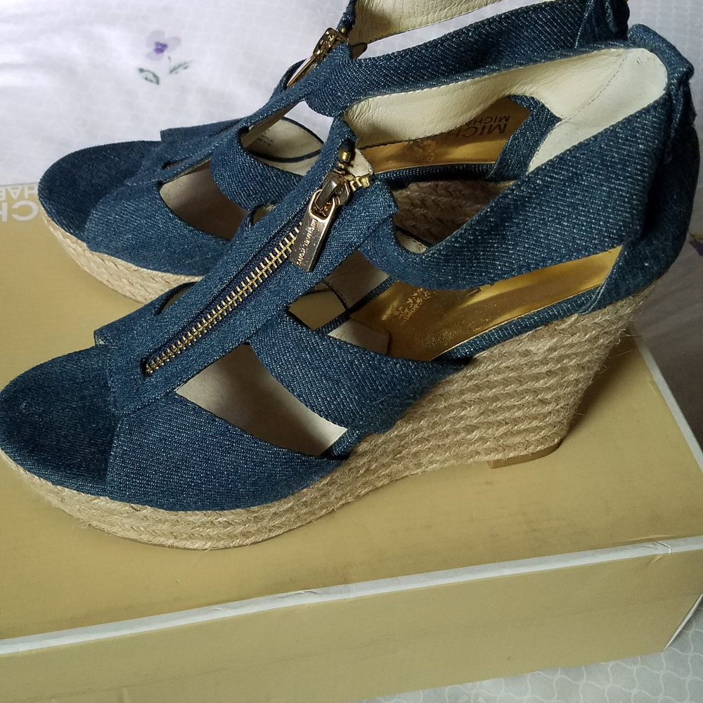 Michael Michael Kors Denim Wedges - Sz 7 1/2M